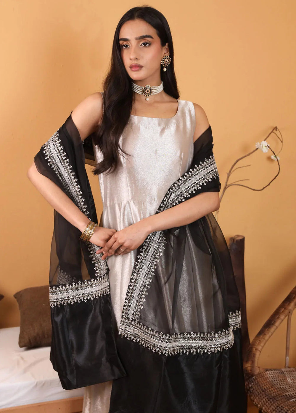 Topnotch Pret Embroidered Tissue 4 Piece Suit Chandani