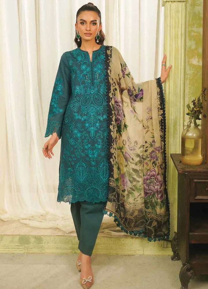 Tresor by Zarqash Embroidered Lawn Suit Unstitched 3 Piece ZRQ24T ZQT-0011 Dina - Luxury Collection