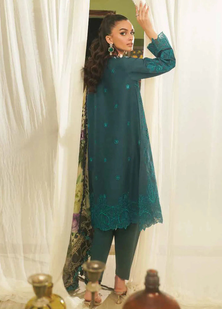 Tresor by Zarqash Embroidered Lawn Suit Unstitched 3 Piece ZRQ24T ZQT-0011 Dina - Luxury Collection