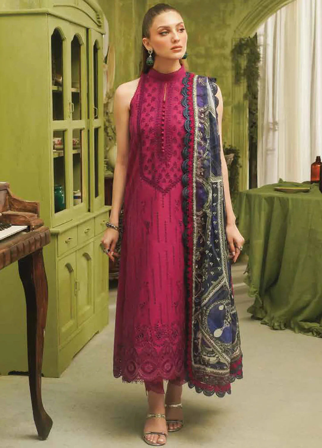 Tresor by Zarqash Embroidered Lawn Suit Unstitched 3 Piece ZRQ24T ZQT-0012 Rosa - Luxury Collection