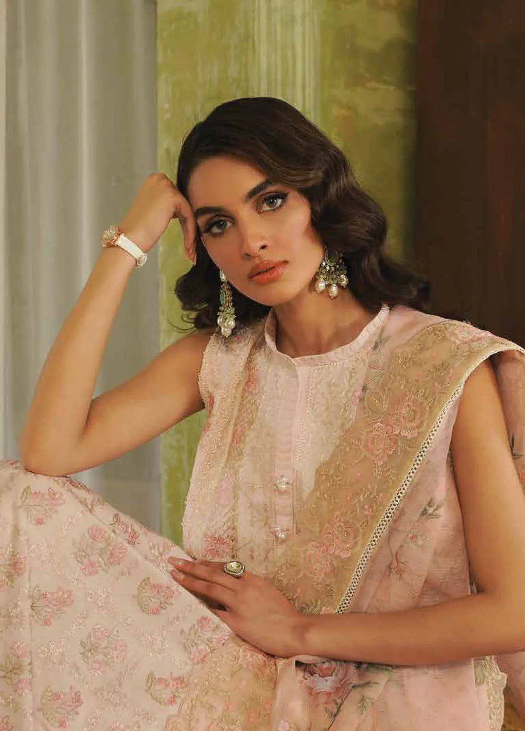 Tresor by Zarqash Embroidered Lawn Suit Unstitched 3 Piece ZRQ24T ZQT-003 Flora - Luxury Collection