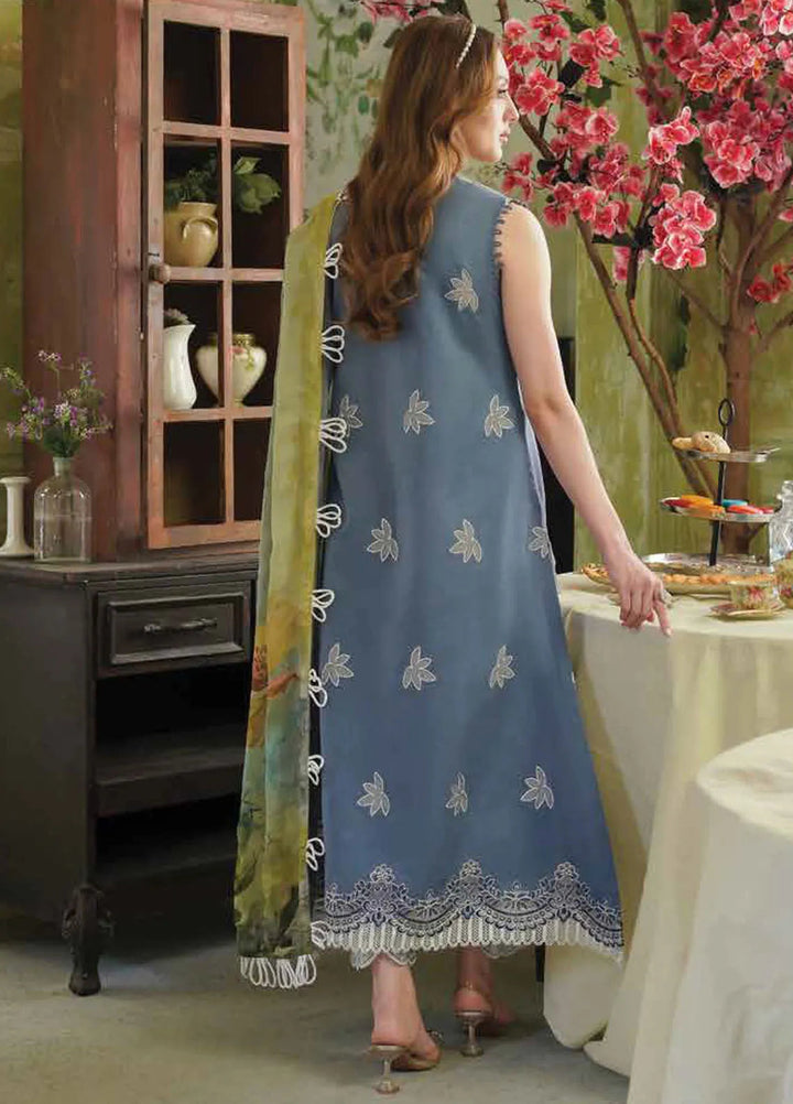 Tresor by Zarqash Embroidered Lawn Suit Unstitched 3 Piece ZRQ24T ZQT-004 Thistle - Luxury Collection