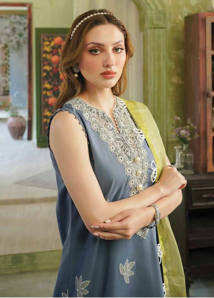 Tresor by Zarqash Embroidered Lawn Suit Unstitched 3 Piece ZRQ24T ZQT-004 Thistle - Luxury Collection