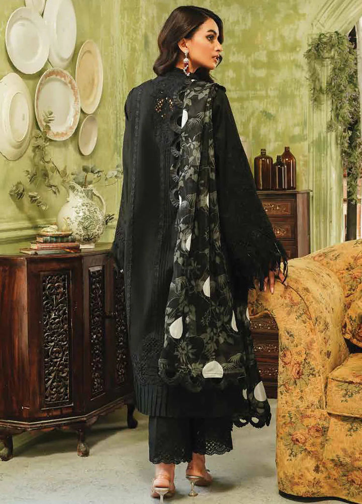 Tresor by Zarqash Embroidered Lawn Suit Unstitched 3 Piece ZRQ24T ZQT-005 Midnight - Luxury Collection