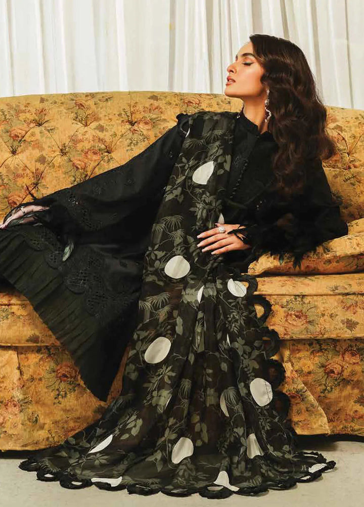Tresor by Zarqash Embroidered Lawn Suit Unstitched 3 Piece ZRQ24T ZQT-005 Midnight - Luxury Collection