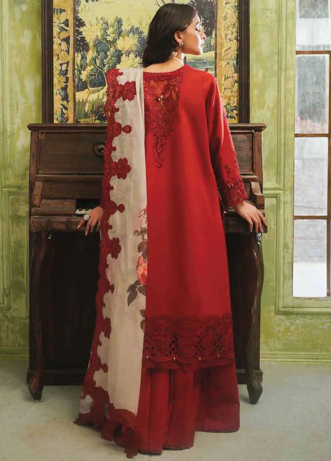 Tresor by Zarqash Embroidered Lawn Suit Unstitched 3 Piece ZRQ24T ZQT-007 Rosaline - Luxury Collection