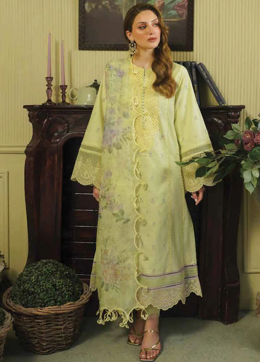 Tresor by Zarqash Embroidered Lawn Suit Unstitched 3 Piece ZRQ24T ZQT-008 Primrose - Luxury Collection