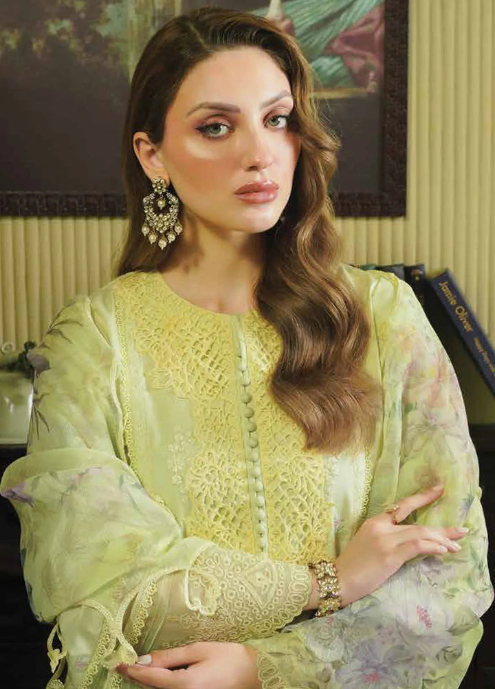 Tresor by Zarqash Embroidered Lawn Suit Unstitched 3 Piece ZRQ24T ZQT-008 Primrose - Luxury Collection