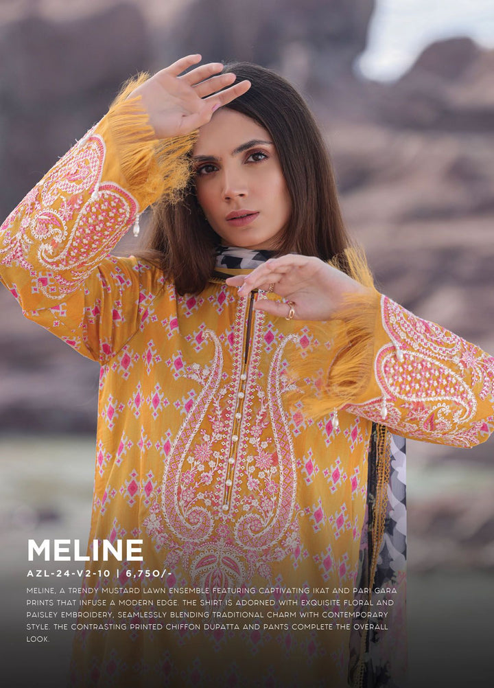 Tropicana by Ayzel Embroidered Lawn Suits Unstitched 3 Piece AAF24TP D-10 Meline - Summer Collection