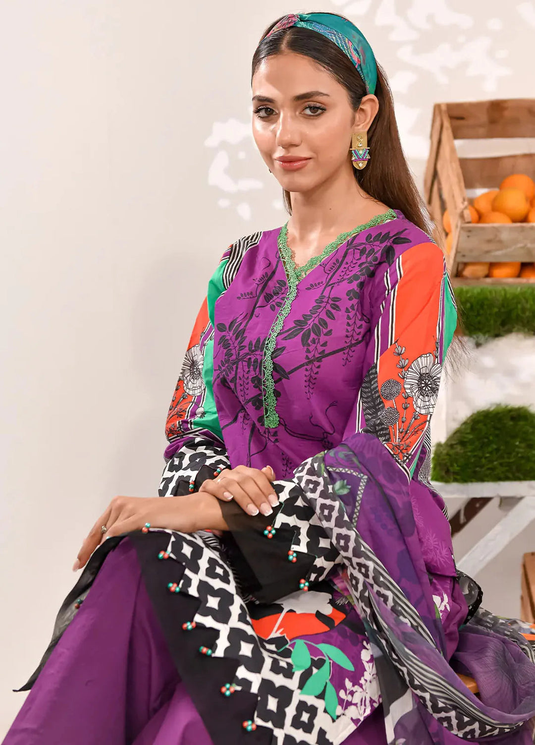 Tropicana By Fiona Printed Lawn Suit Unstitched 2 Piece FO24T Terracotta - Summer Collection