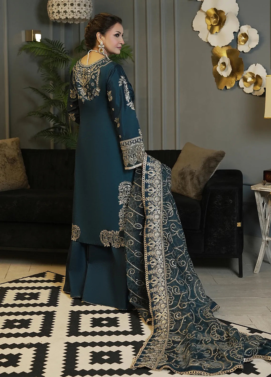 Sahane Embroidered Raw Silk Suits Unstitched 3 Piece SNE24TG TSG-04 Azure - Festive Collection