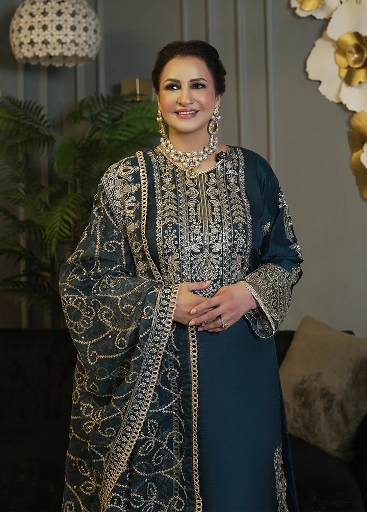 Sahane Embroidered Raw Silk Suits Unstitched 3 Piece SNE24TG TSG-04 Azure - Festive Collection