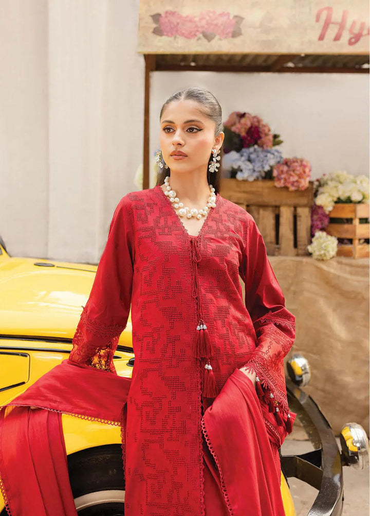 Twilight by Mahnur Embroidered Lawn Suits Unstitched 3 Piece MN25T D-01A Carmine - Summer Collection