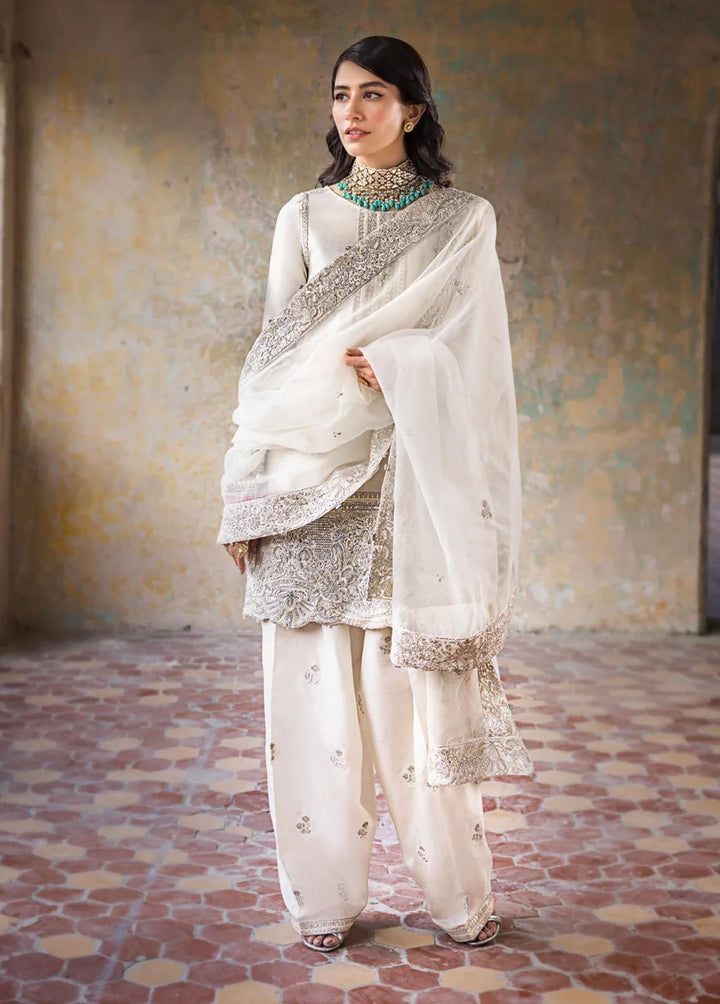 Umaima By Erum Khan Embroidered Raw Silk Suits Unstitched 3 Piece EK23U HOORAIN - Eid Collection