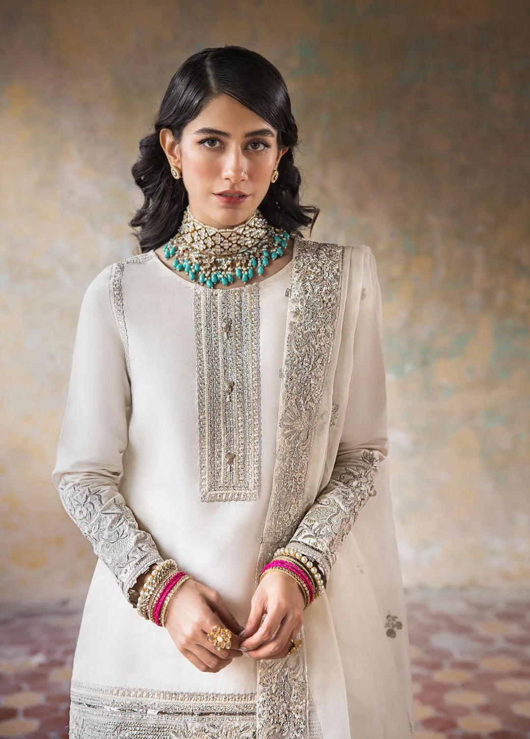 Umaima By Erum Khan Embroidered Raw Silk Suits Unstitched 3 Piece EK23U HOORAIN - Eid Collection