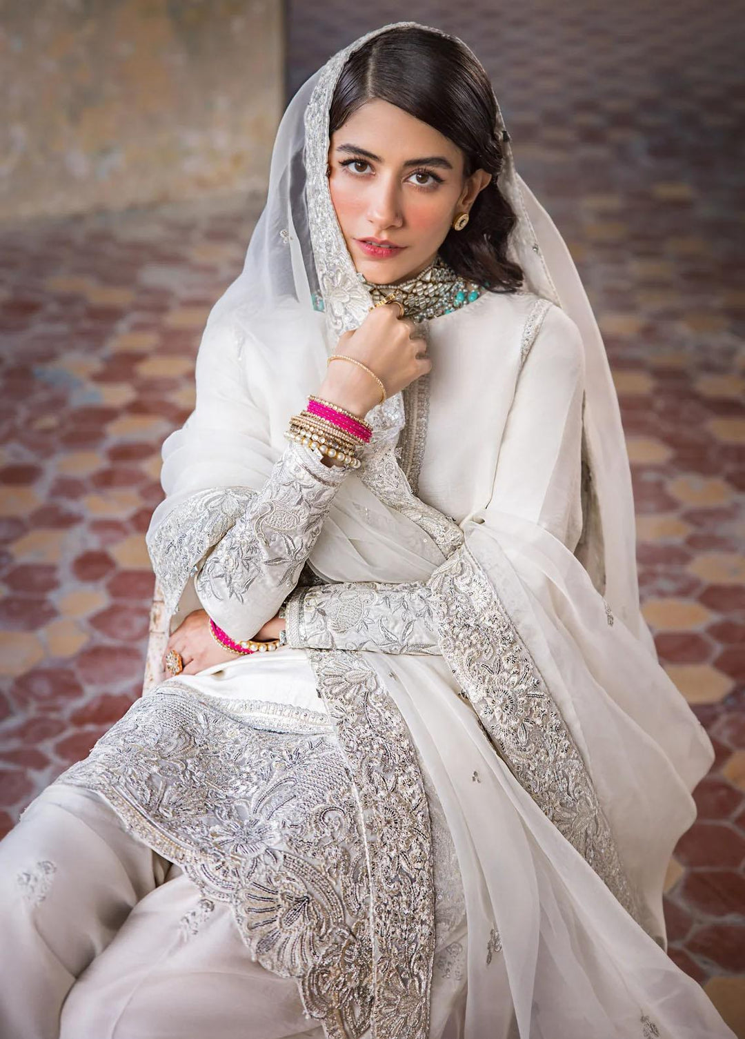 Umaima By Erum Khan Embroidered Raw Silk Suits Unstitched 3 Piece EK23U HOORAIN - Eid Collection