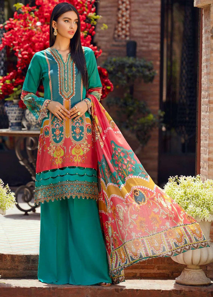 Umang by Motifz Embroidered Lawn Suits Unstitched 3 Piece MT21-LU2 2907 Green Bloom - Summer Collection