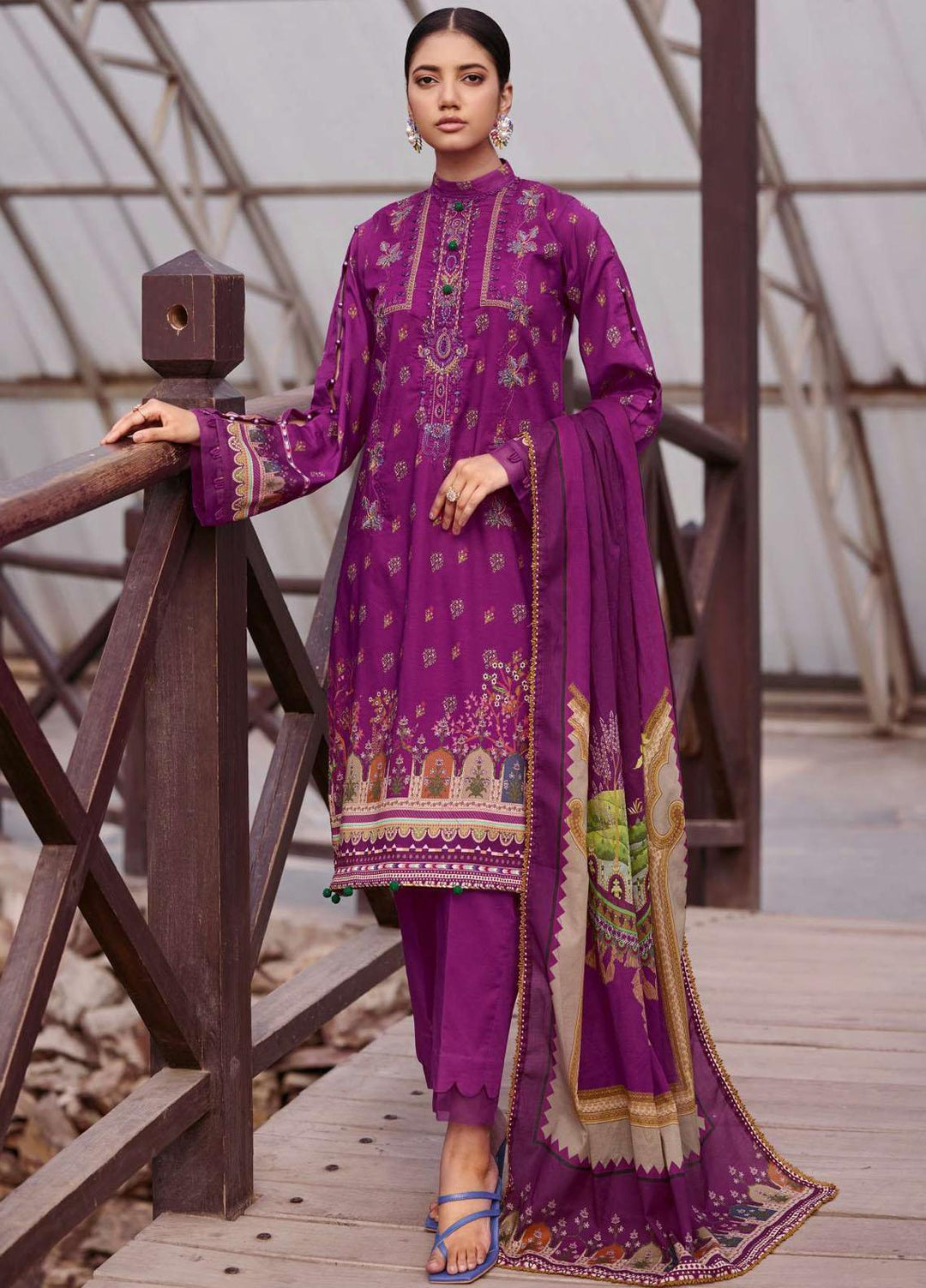 Umang By Motifz Embroidered Lawn Suits Unstitched 3 Piece MT23U-V2 3542-Jahanara - Summer Collection