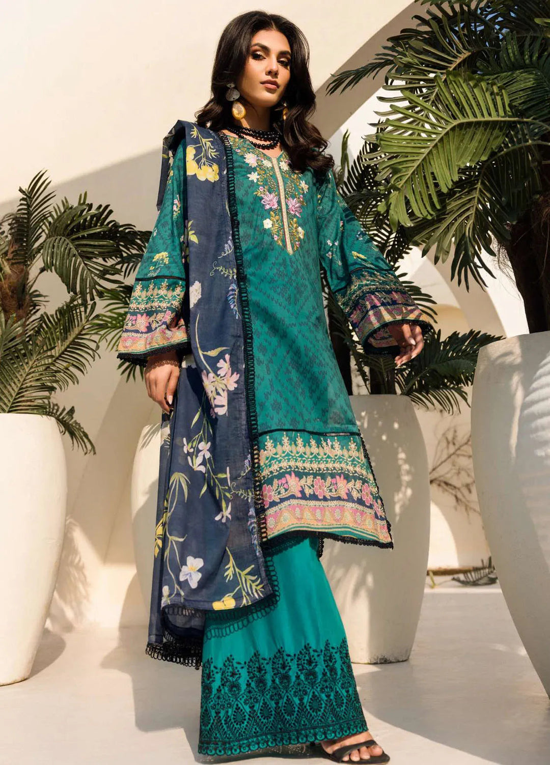 Umang By Motifz Embroidered Lawn Suit Unstitched 3 Piece MT24U 4636 Everglade - Summer Collection