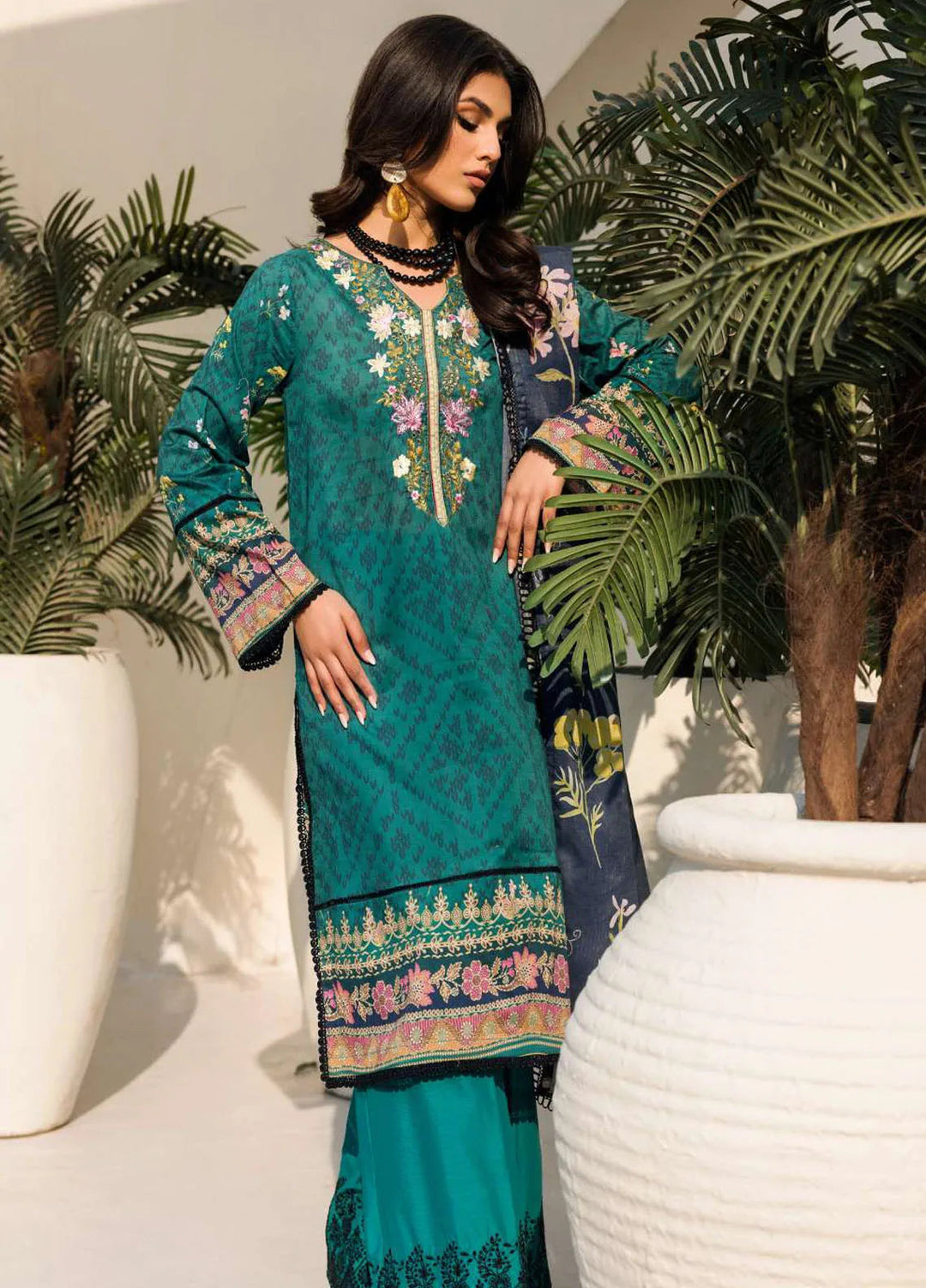 Umang By Motifz Embroidered Lawn Suit Unstitched 3 Piece MT24U 4636 Everglade - Summer Collection