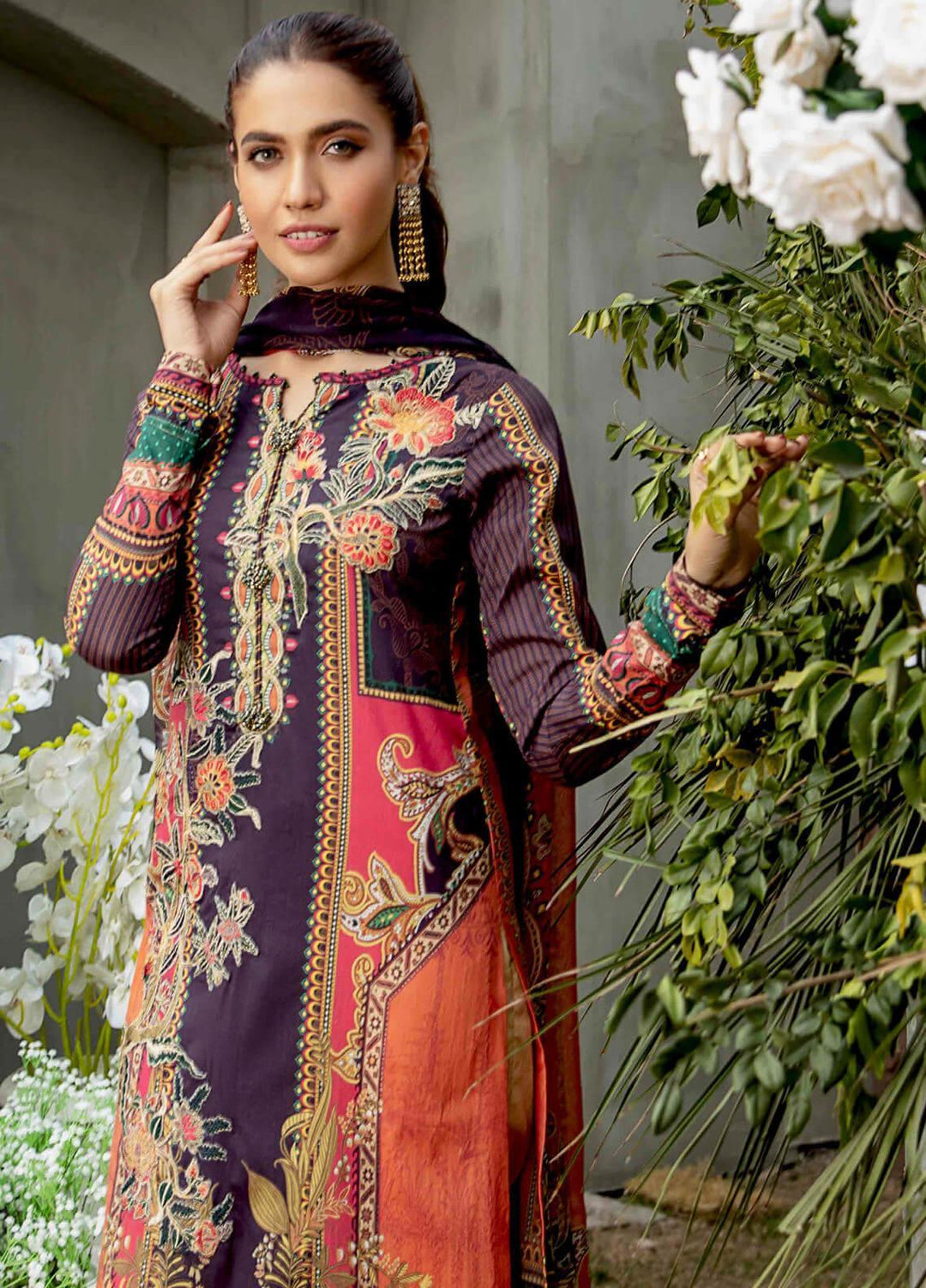 Umang by Motifz Embroidered Lawn Suits Unstitched 3 Piece MT21LU 2815 Sunset Hue - Summer Collection