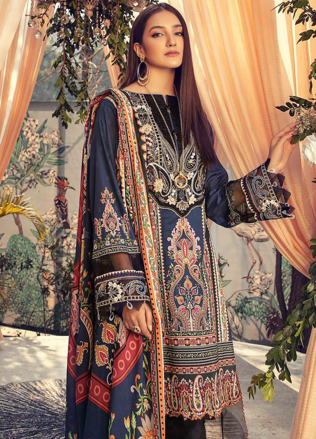 Umang by Motifz Embroidered Lawn Suits Unstitched 3 Piece MT21LU 2816 Raspberry - Summer Collection