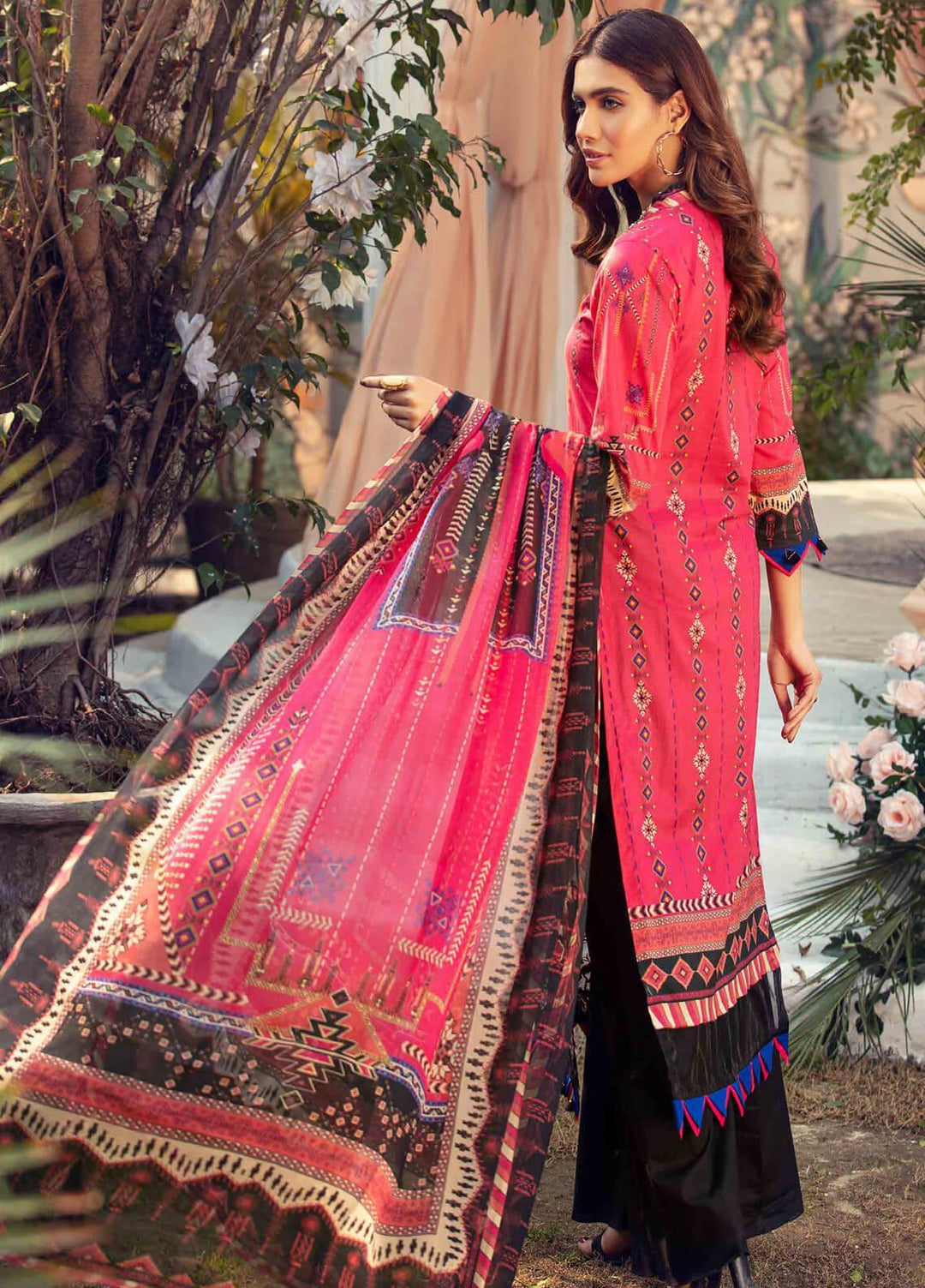 Umang by Motifz Embroidered Lawn Suits Unstitched 3 Piece MT21LU 2817 Electric Pink - Summer Collection