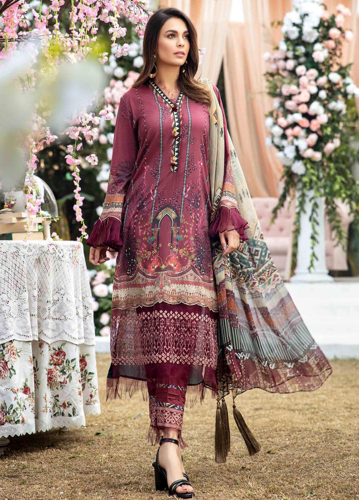 Umang by Motifz Embroidered Lawn Suits Unstitched 3 Piece MT21LU 2820 Choco Gold - Summer Collection