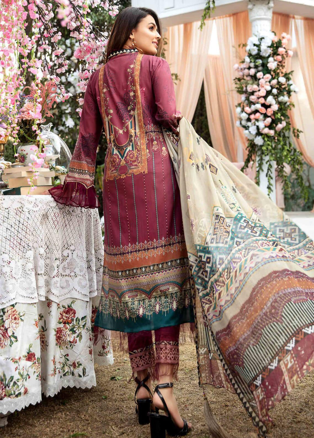 Umang by Motifz Embroidered Lawn Suits Unstitched 3 Piece MT21LU 2820 Choco Gold - Summer Collection