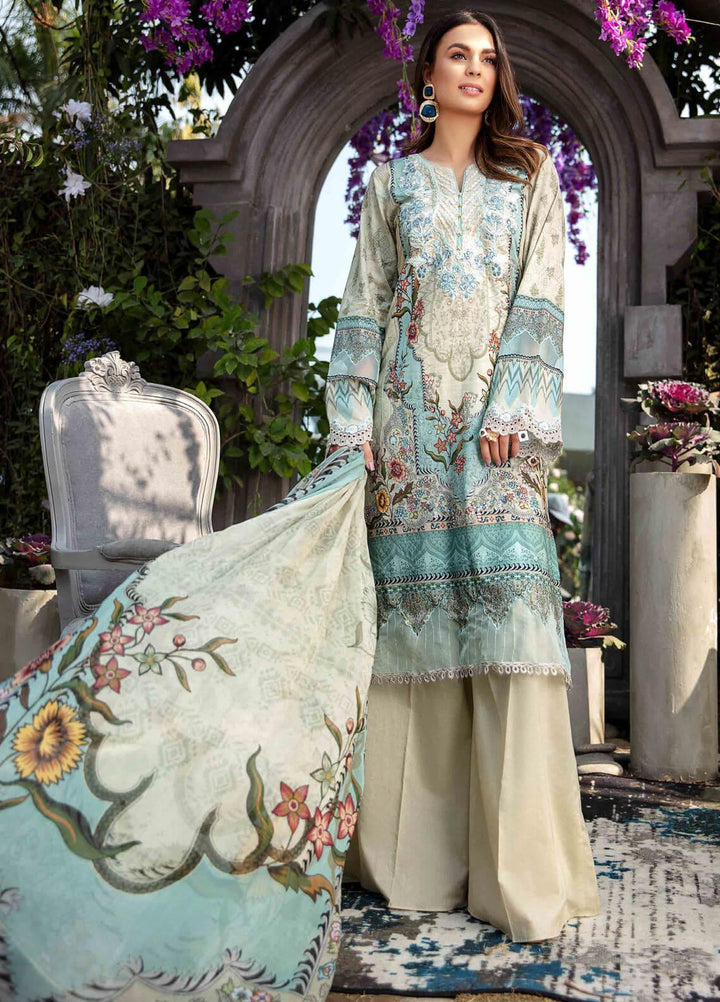 Umang by Motifz Embroidered Lawn Suits Unstitched 3 Piece MT21LU 2823 Aqua Bloom - Summer Collection