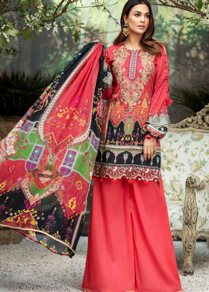Umang by Motifz Embroidered Lawn Suits Unstitched 3 Piece MT21LU 2825 Ruby Red - Summer Collection