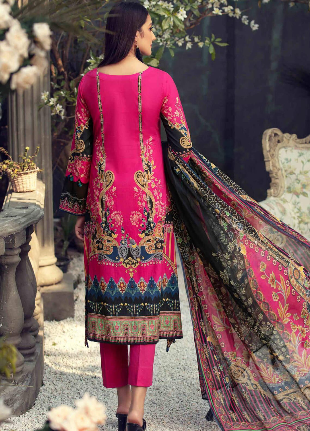 Umang by Motifz Embroidered Lawn Suits Unstitched 3 Piece MT21LU 2829 Neon Rose - Summer Collection
