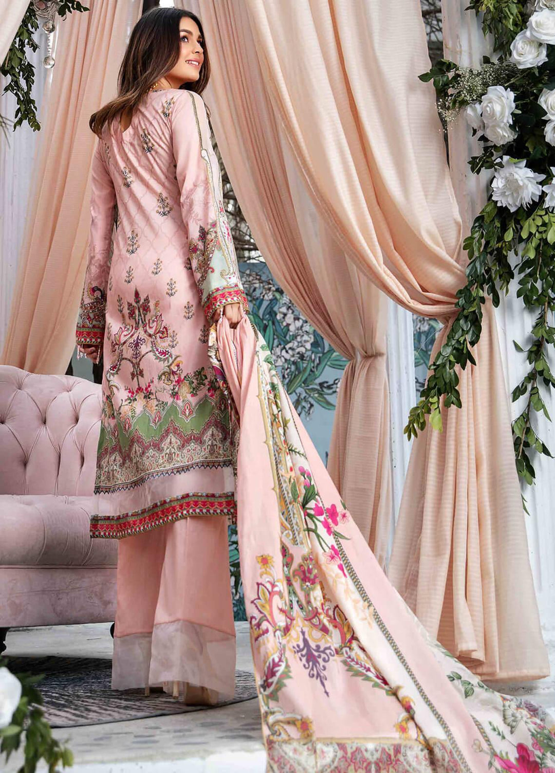 Umang by Motifz Embroidered Lawn Suits Unstitched 3 Piece MT21LU 2830 Peach Julep - Summer Collection