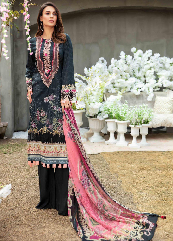 Umang by Motifz Embroidered Lawn Suits Unstitched 3 Piece MT21LU 2831 Black Waves - Summer Collection