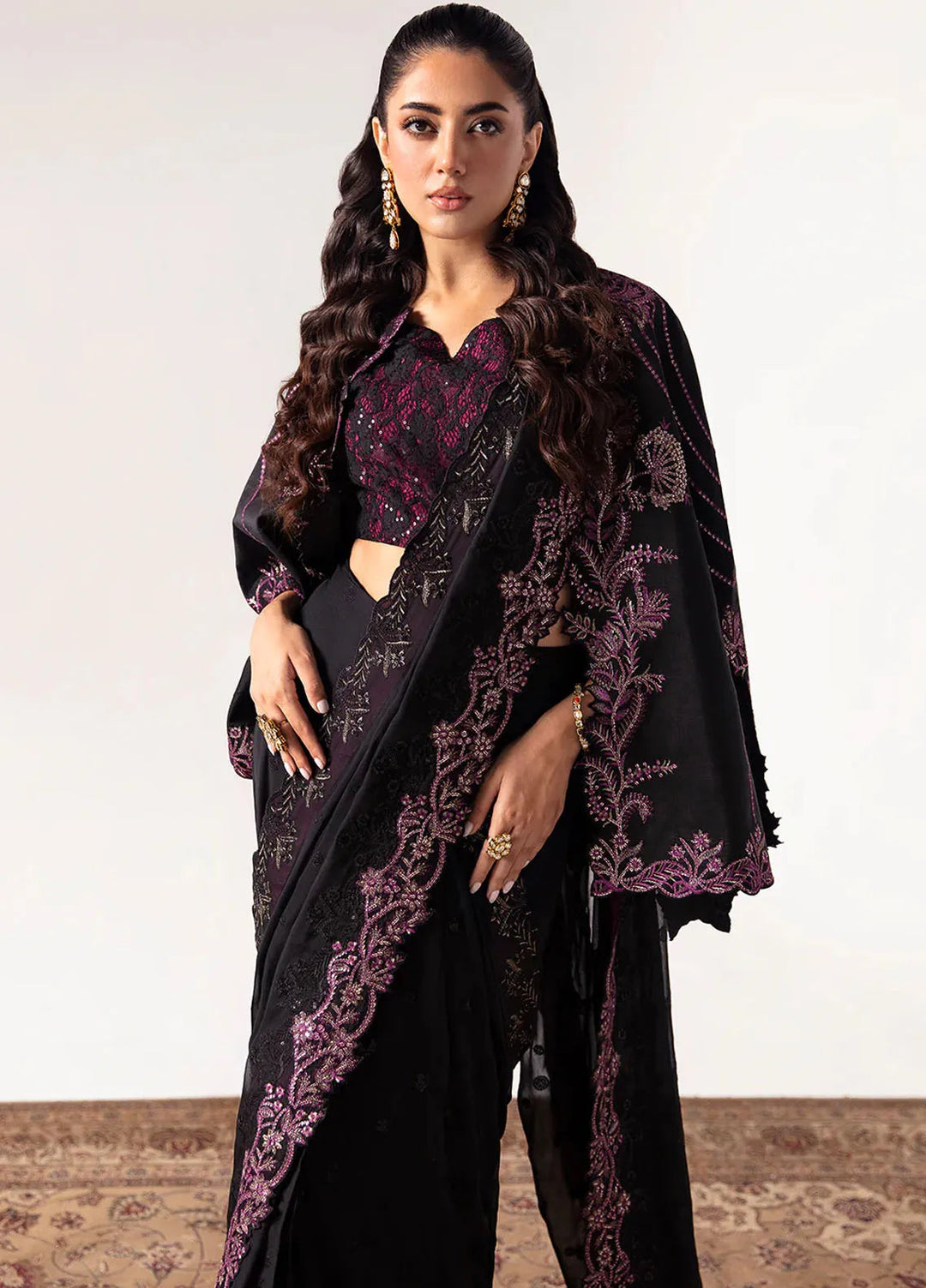 Unkahi Baaten By Jamnii Embroidered Chiffon Unstitched Saree JMN25UB Afreen - Festive Collection