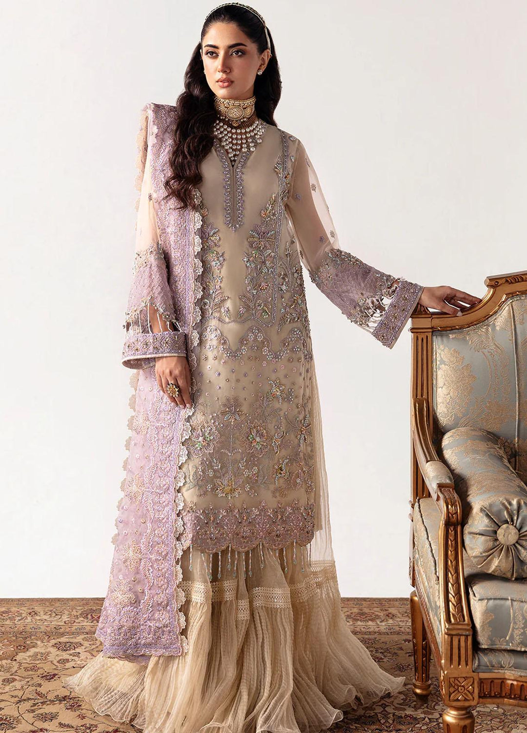 Unkahi Baaten By Jamnii Embroidered Organza Suits Unstitched 3 Piece JMN23UB Arda - Festive Collection