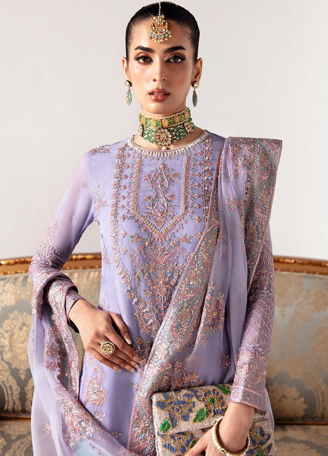 Unkahi Baaten By Jamnii Embroidered Chiffon Suits Unstitched 3 Piece JMN23UB Larah - Festive Collection