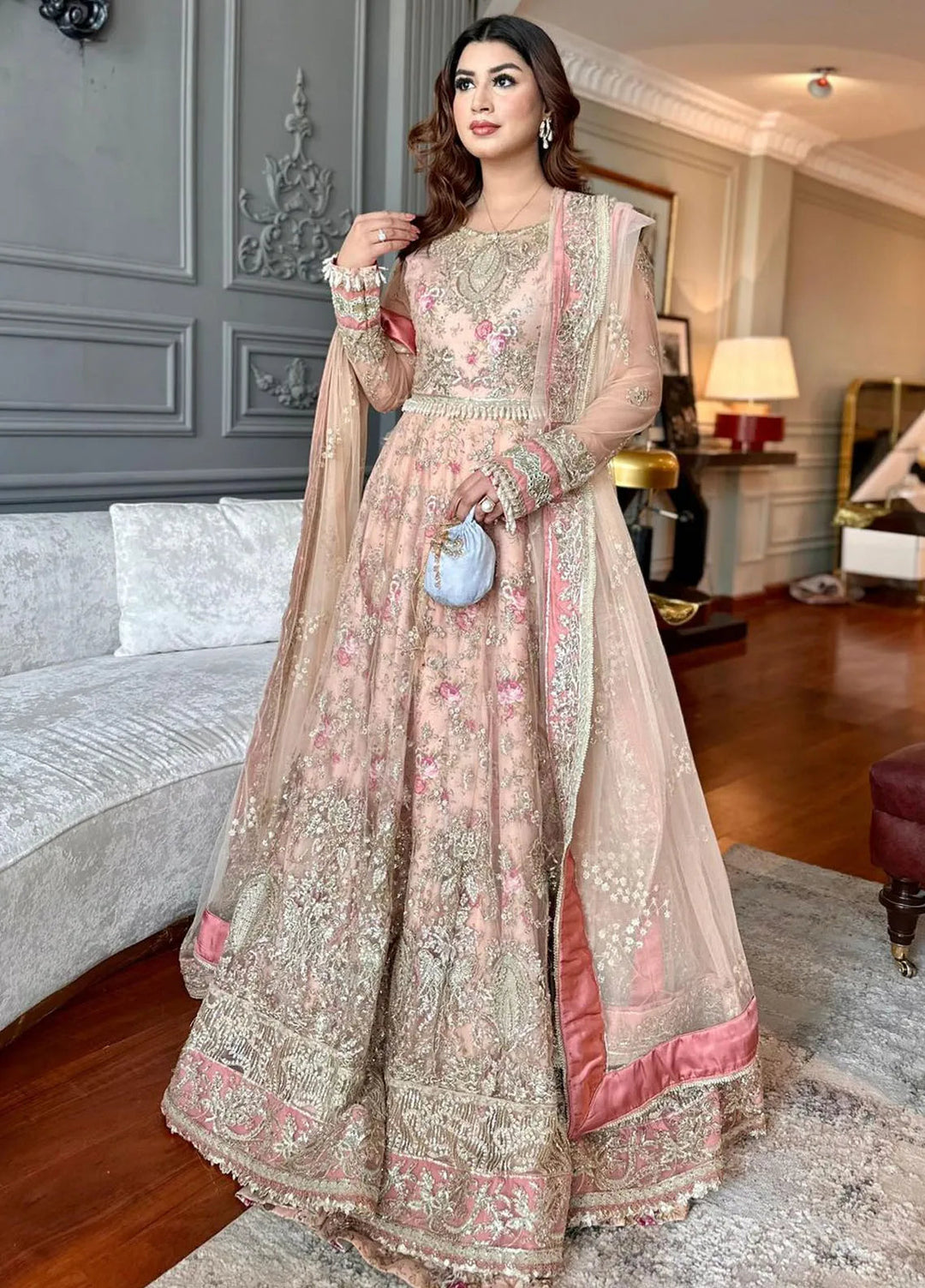 Inayat By AJR Embroidered Net Suit Unstitched 3 Piece AJR24I AFF-0 5 Daffodil - Luxury Collection