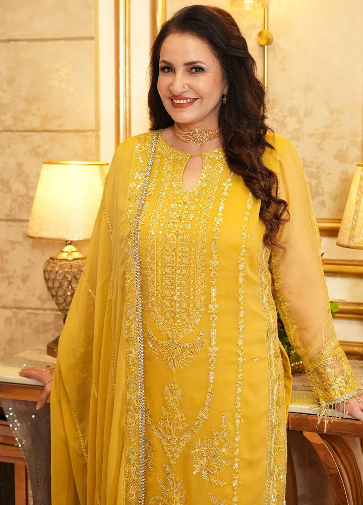 Savoir by Sahane Embroidered Chiffon Suits Unstitched 3 Piece CT-140005 Girasol - Luxury Collection