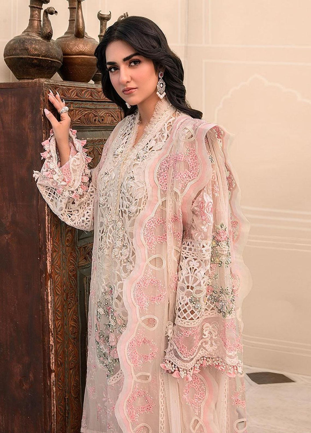 Maria B Embroidered Organza Suits Unstitched 4 Piece MB23MH D4 - Luxury Collection