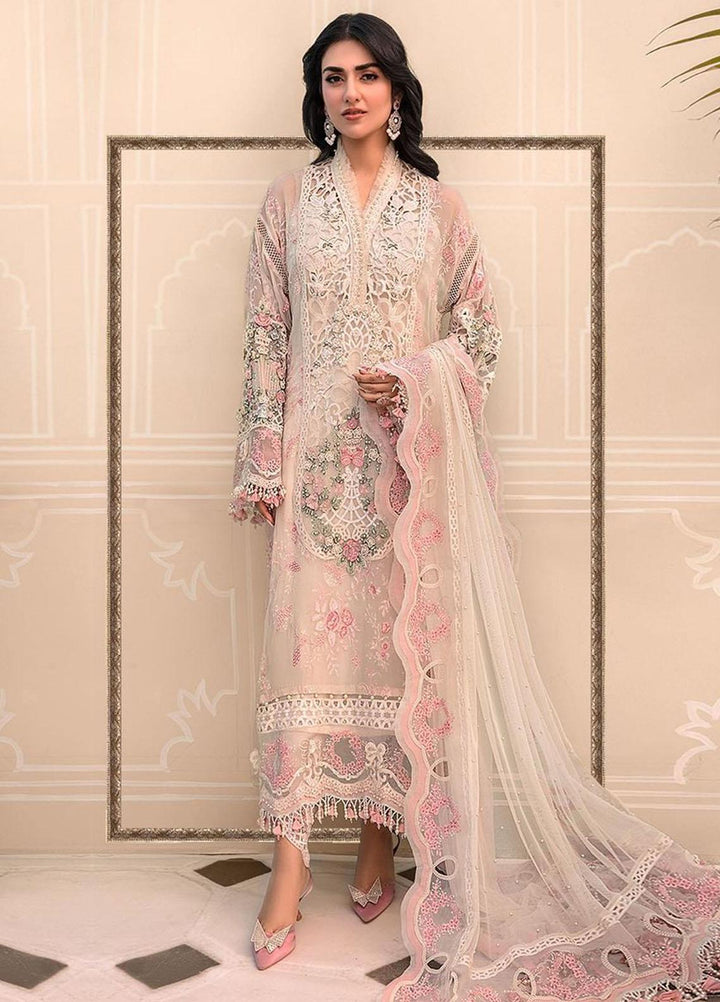 Maria B Embroidered Organza Suits Unstitched 4 Piece MB23MH D4 - Luxury Collection