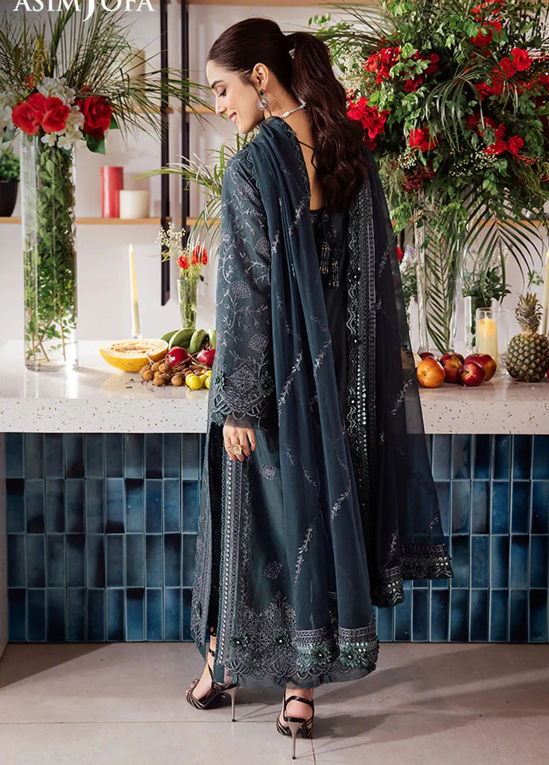 Uraan By Asim Jofa Embroidered Lawn Suit Unstitched 3 Piece AJ24U AJUR-01 - Summer Collection