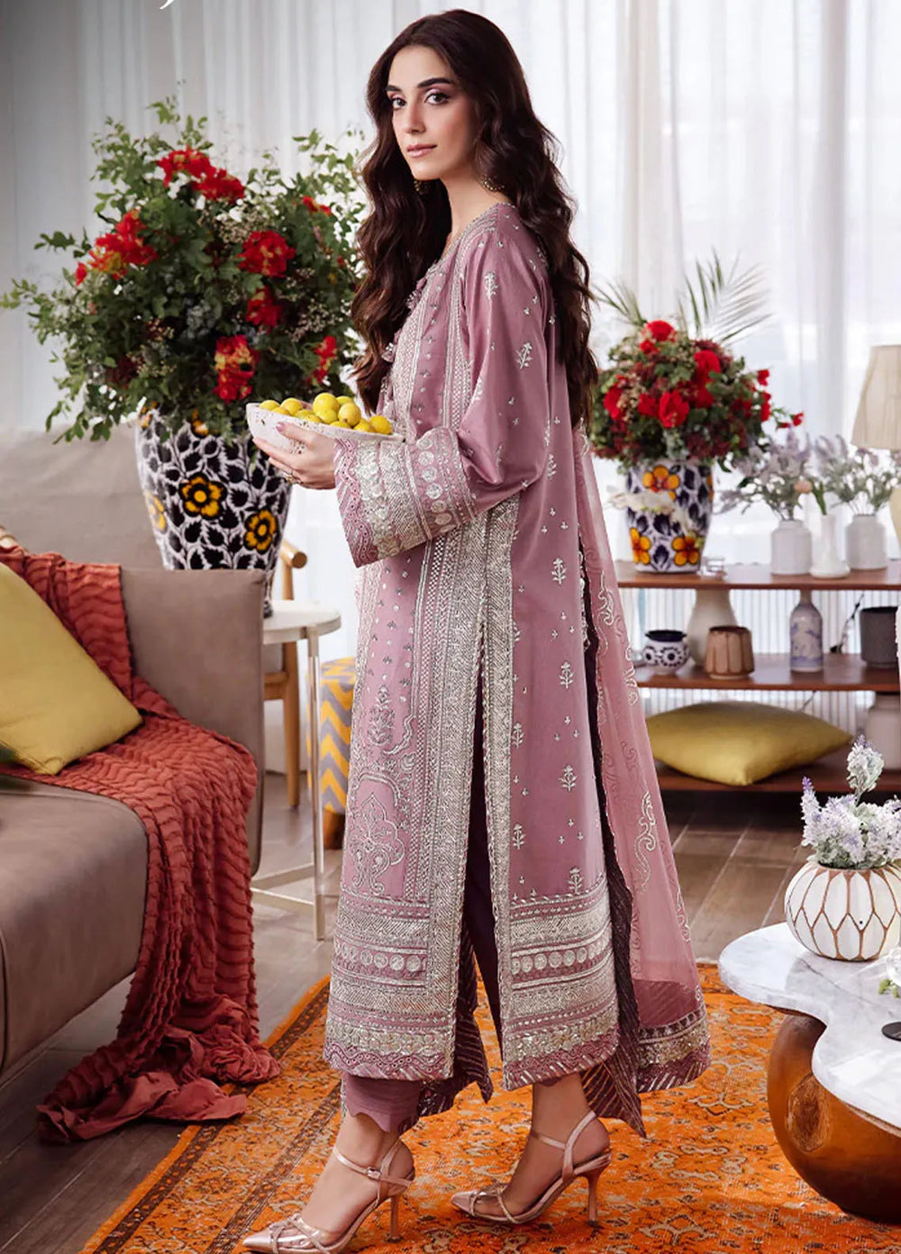 Uraan By Asim Jofa Embroidered Lawn Suit Unstitched 3 Piece AJ24U AJUR-02 - Summer Collection