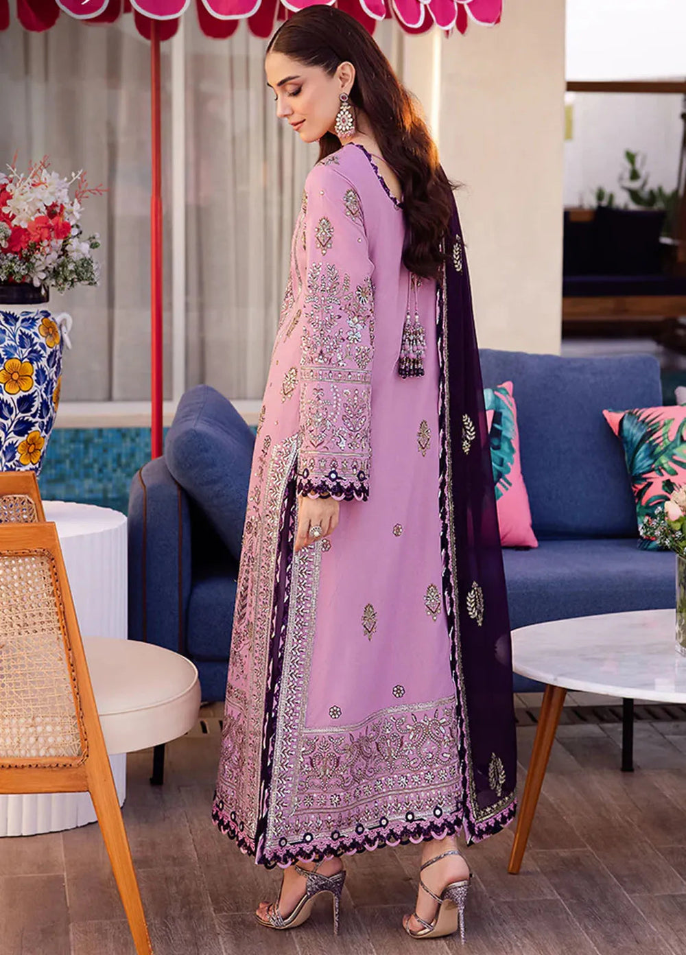 Uraan By Asim Jofa Embroidered Lawn Suit Unstitched 3 Piece AJ24U AJUR-03 - Summer Collection