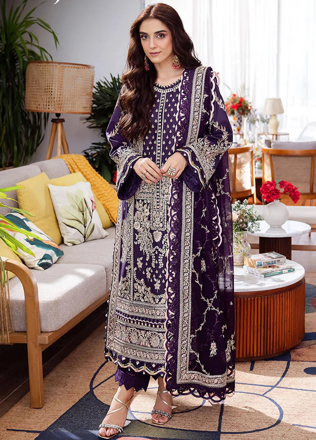 Uraan By Asim Jofa Embroidered Lawn Suit Unstitched 3 Piece AJ24U AJUR-05 - Summer Collection
