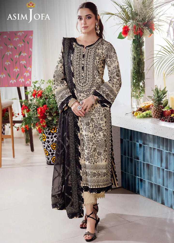 Uraan By Asim Jofa Embroidered Lawn Suit Unstitched 3 Piece AJ24U AJUR-09 - Summer Collection