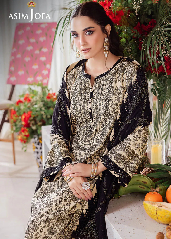 Uraan By Asim Jofa Embroidered Lawn Suit Unstitched 3 Piece AJ24U AJUR-09 - Summer Collection