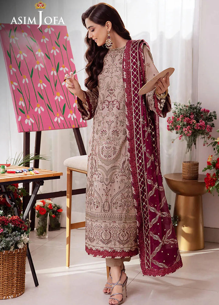 Uraan By Asim Jofa Embroidered Lawn Suit Unstitched 3 Piece AJ24U AJUR-10 - Summer Collection