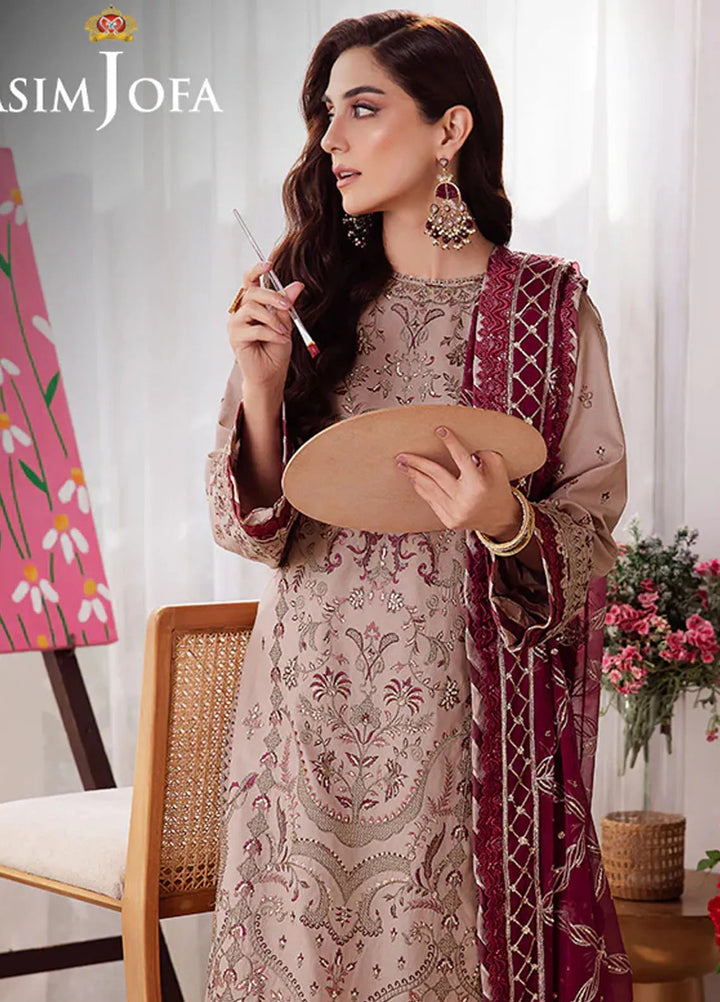 Uraan By Asim Jofa Embroidered Lawn Suit Unstitched 3 Piece AJ24U AJUR-10 - Summer Collection