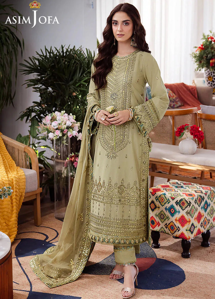Uraan By Asim Jofa Embroidered Lawn Suit Unstitched 3 Piece AJ24U AJUR-11 - Summer Collection